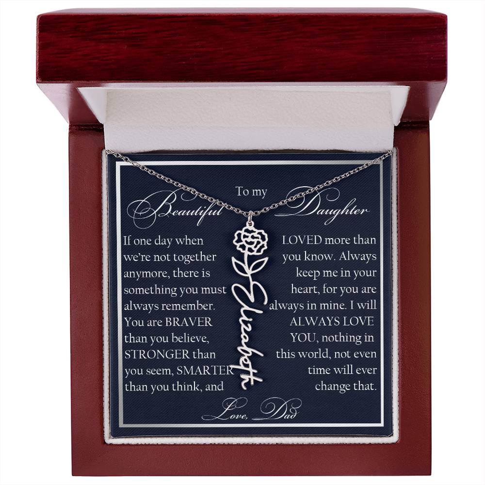 To My Beautiful Daughter, Name Flower Necklace