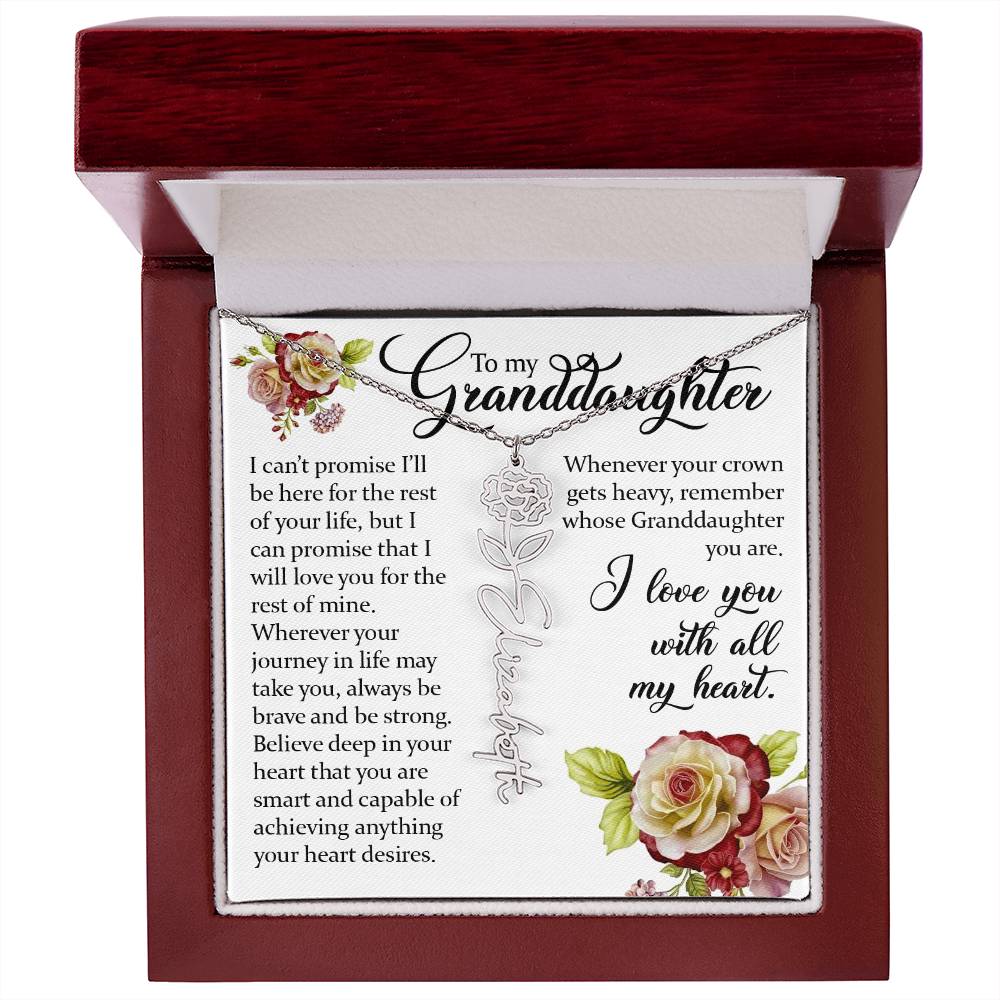 To My Granddaughter, Name Flower Necklace