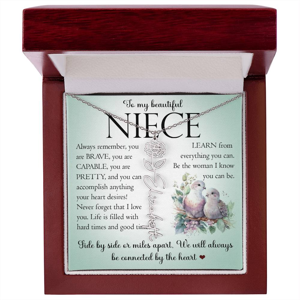 Niece Gift, Name Flower Necklace