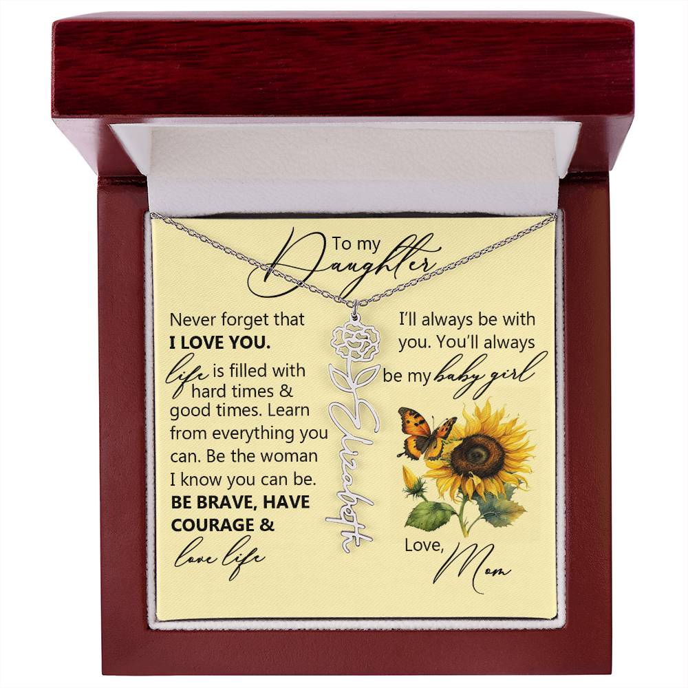 To My Daughter, Name Flower Necklace