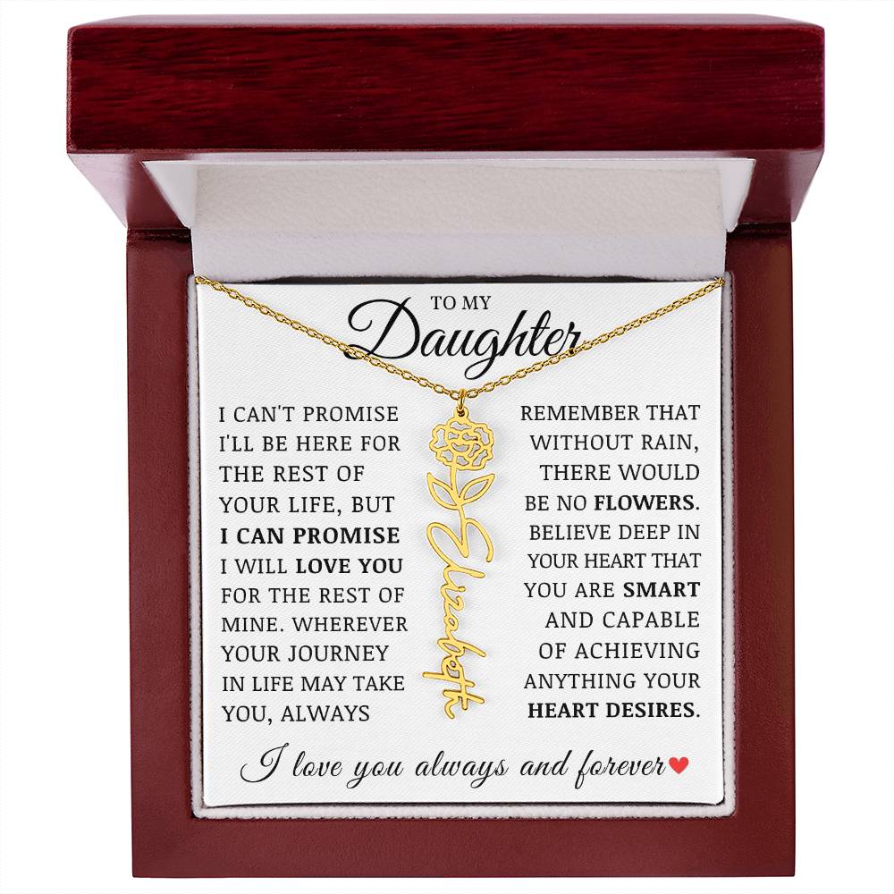 To My Daughter, Customized Name Necklace with Birth Flower, Birthday Christmas Graduation Gift for Her