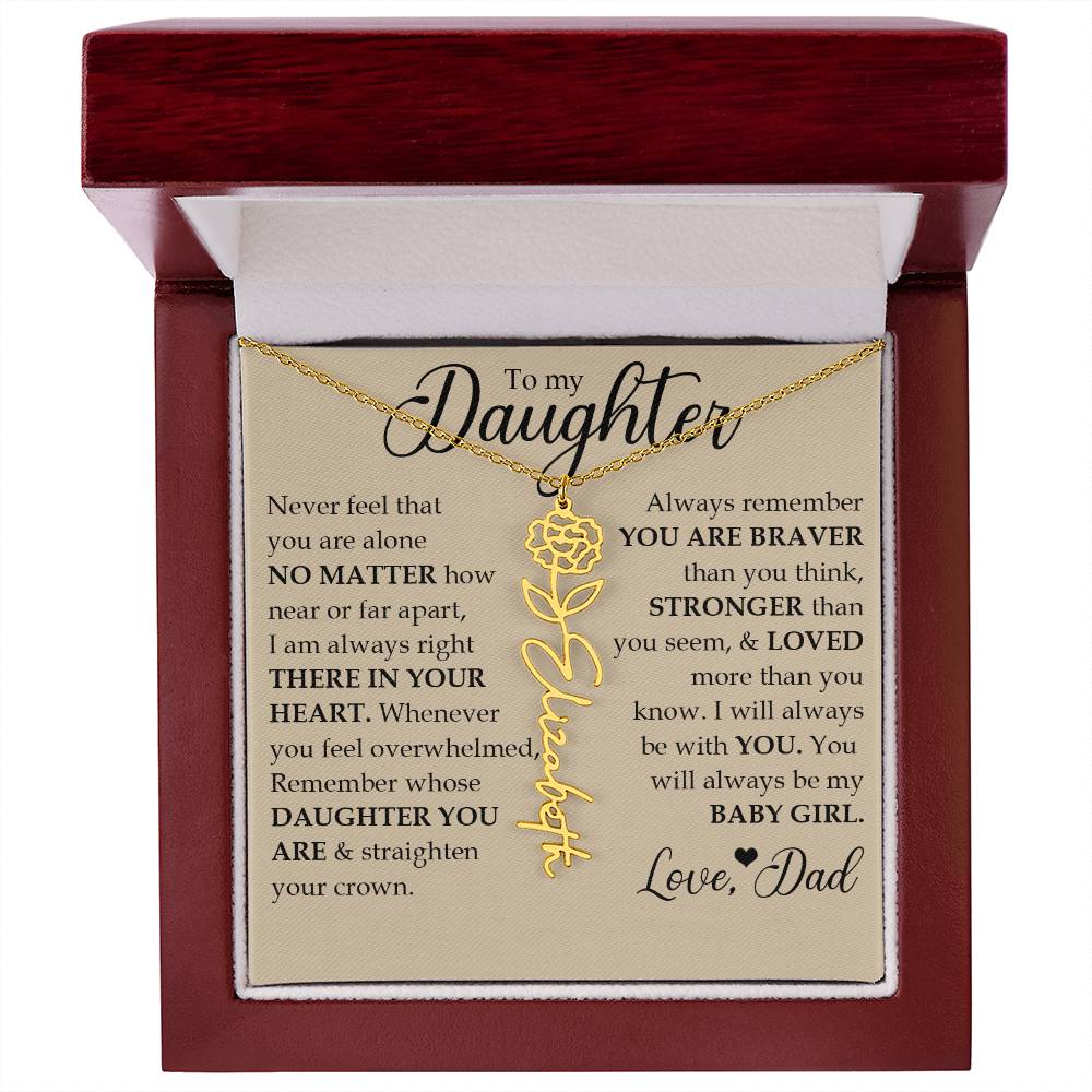 To My Daughter, Name Flower Necklace