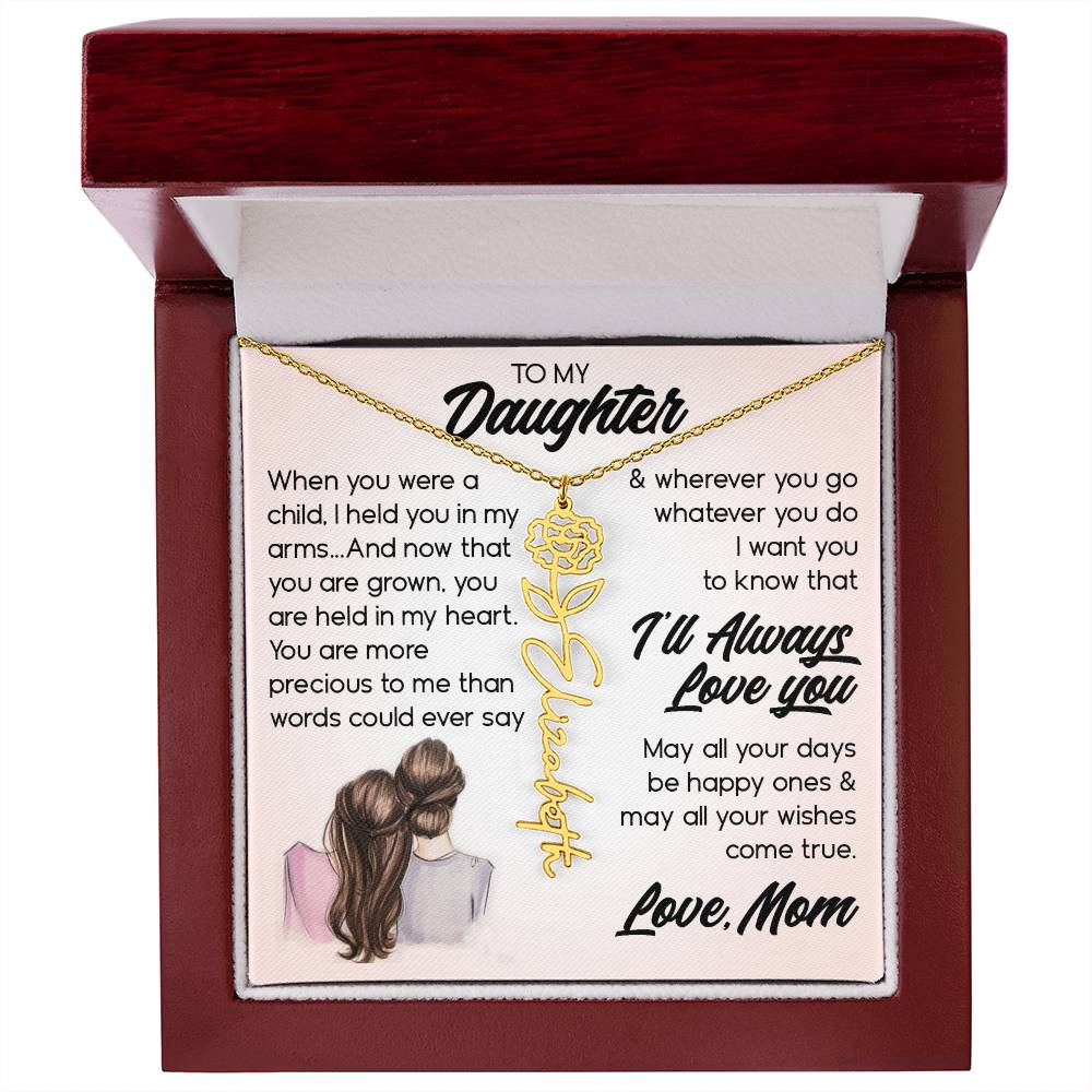 To My Daughter, Name Flower Necklace