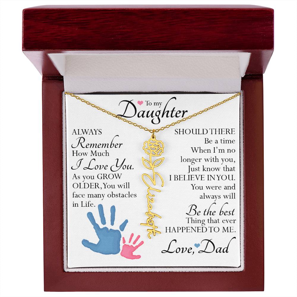To My Daughter, Name Flower Necklace