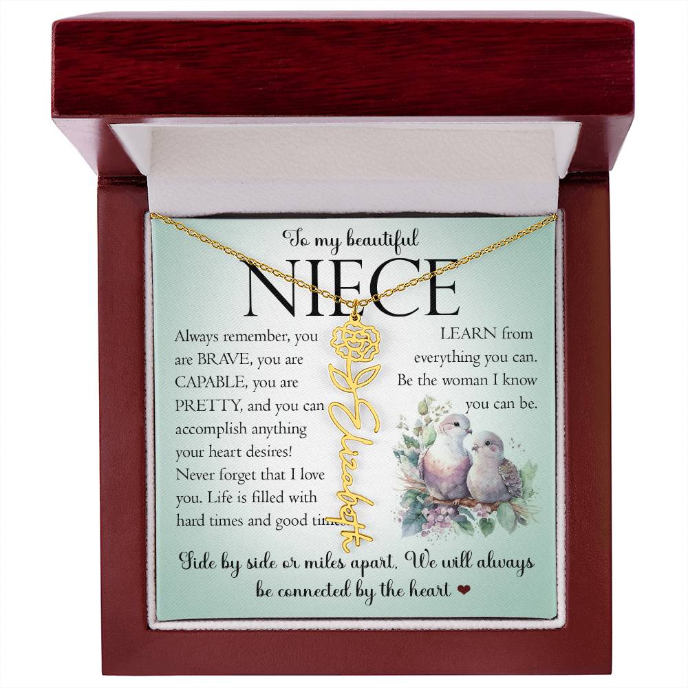 Niece Gift, Name Flower Necklace