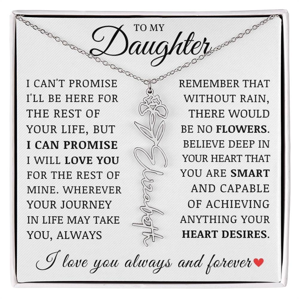 To My Daughter, Customized Name Necklace with Birth Flower, Birthday Christmas Graduation Gift for Her