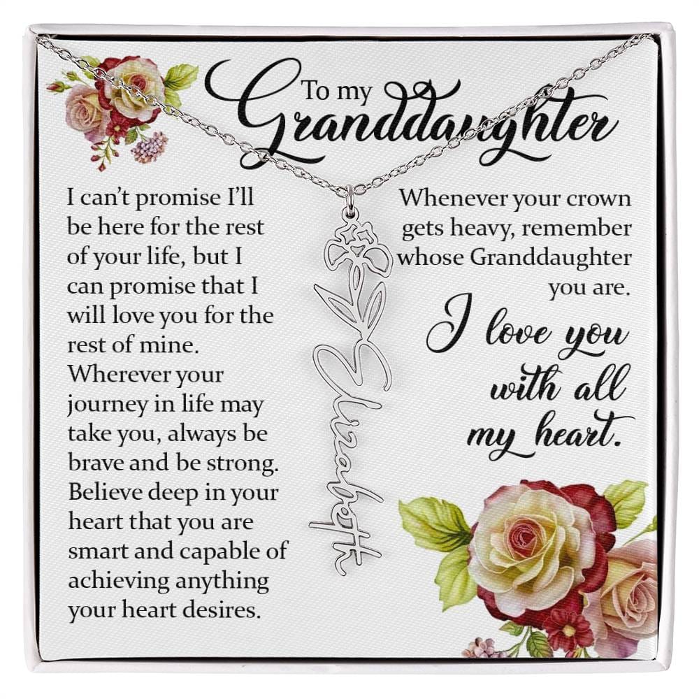 To My Granddaughter, Name Flower Necklace