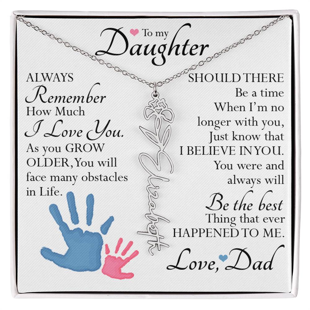 To My Daughter, Name Flower Necklace
