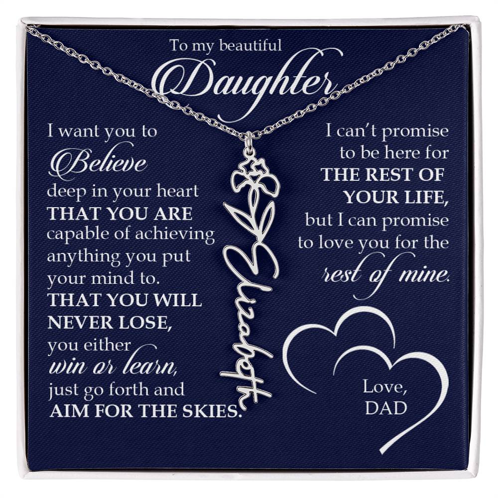 To My Beautiful Daughter, Name Flower Necklace
