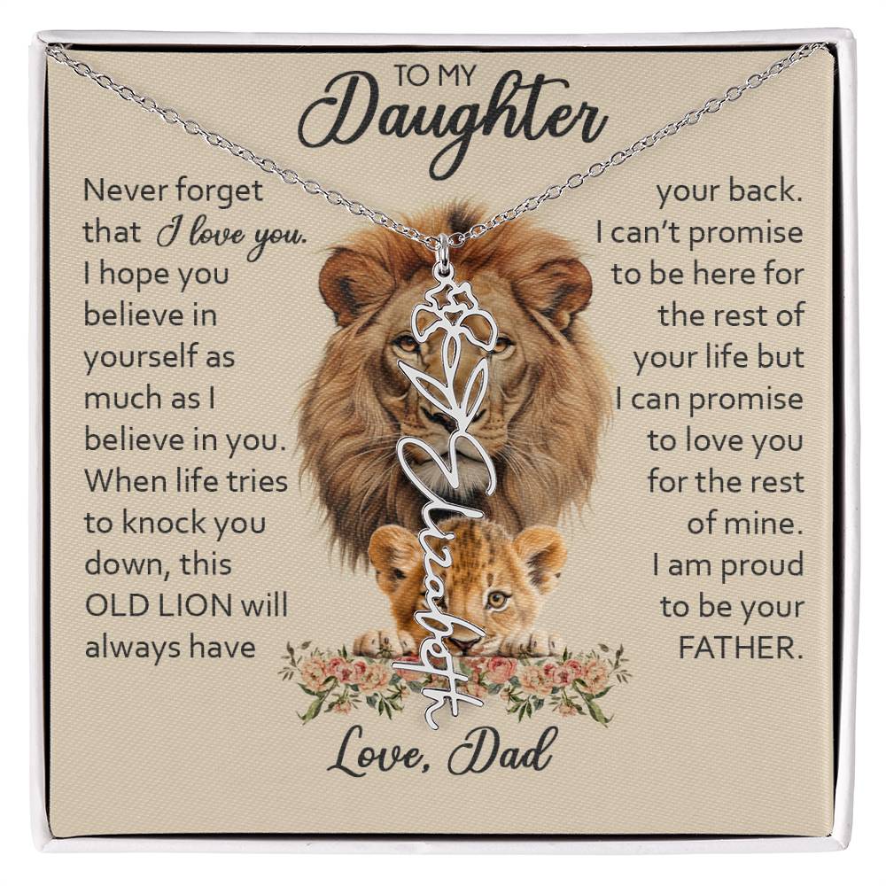 To My Daughter, Birth Flower Name Necklace