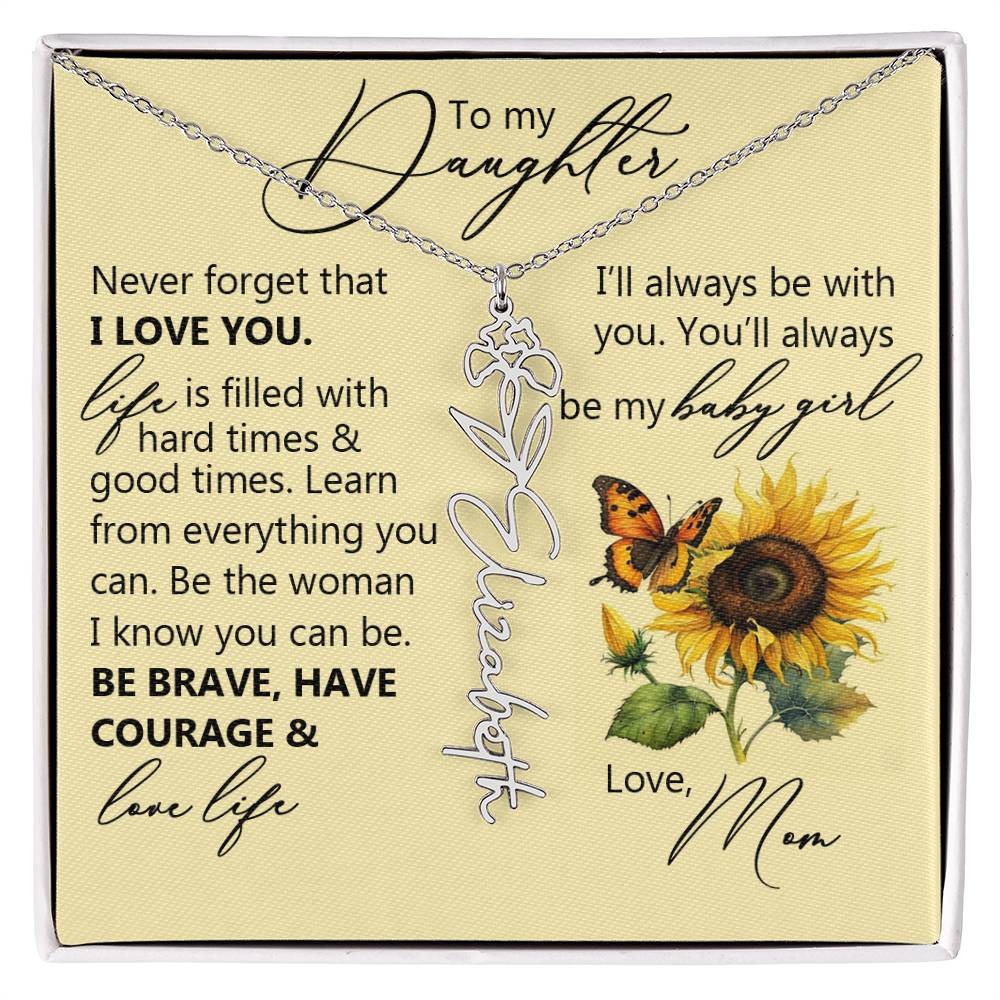 To My Daughter, Name Flower Necklace