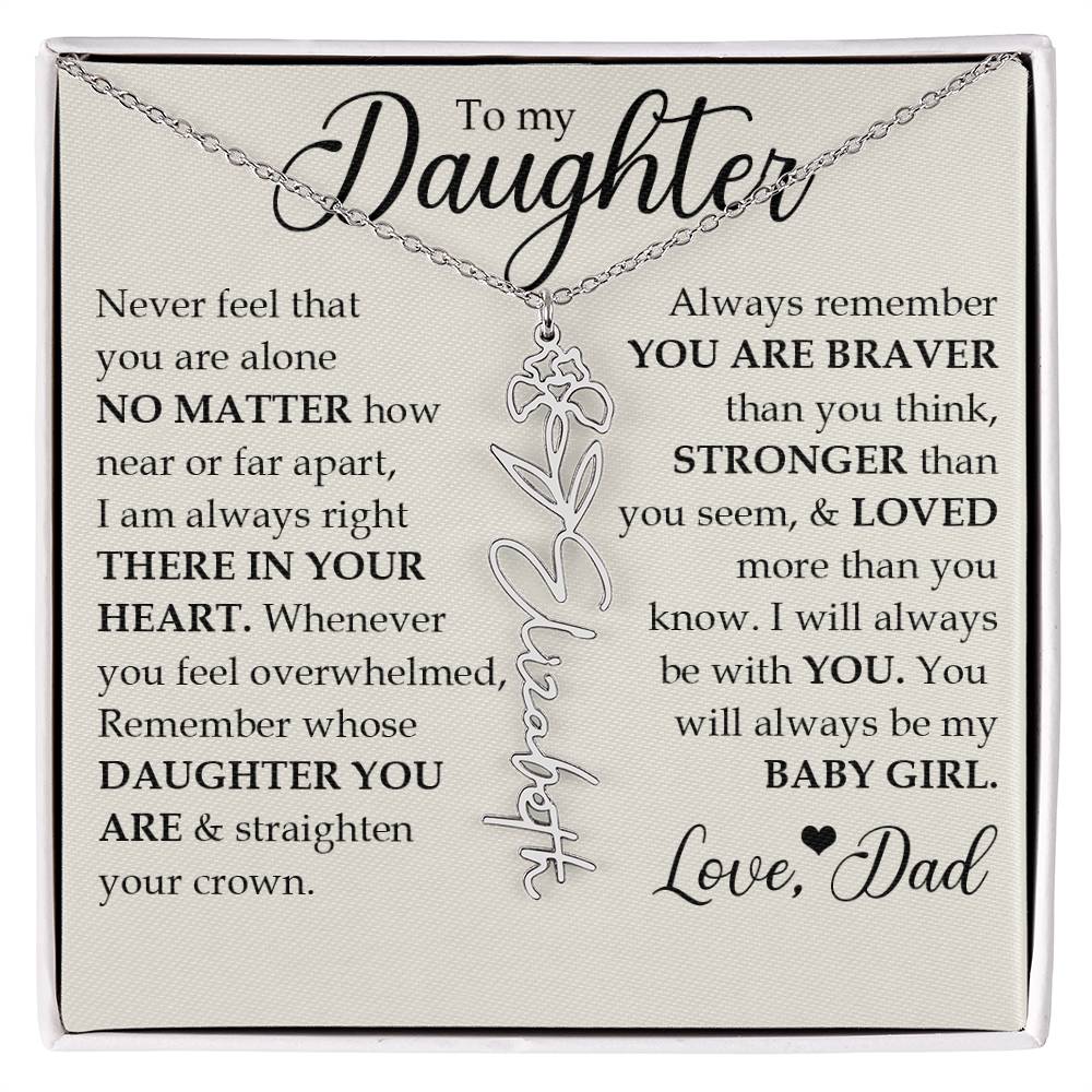To My Daughter, Name Flower Necklace