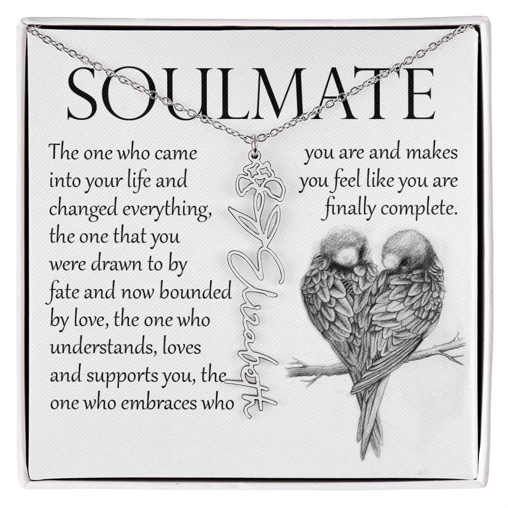 Soulmate Gift, Name Flower Necklace