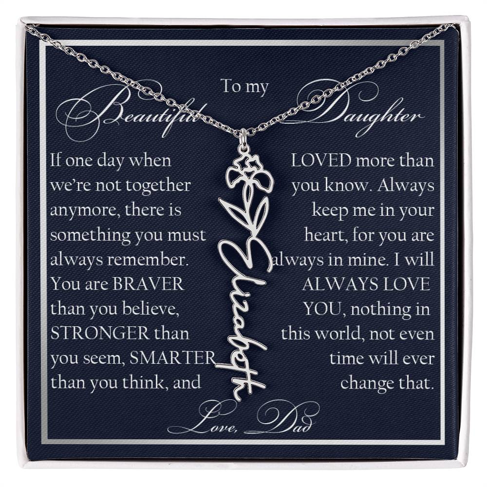 To My Beautiful Daughter, Name Flower Necklace