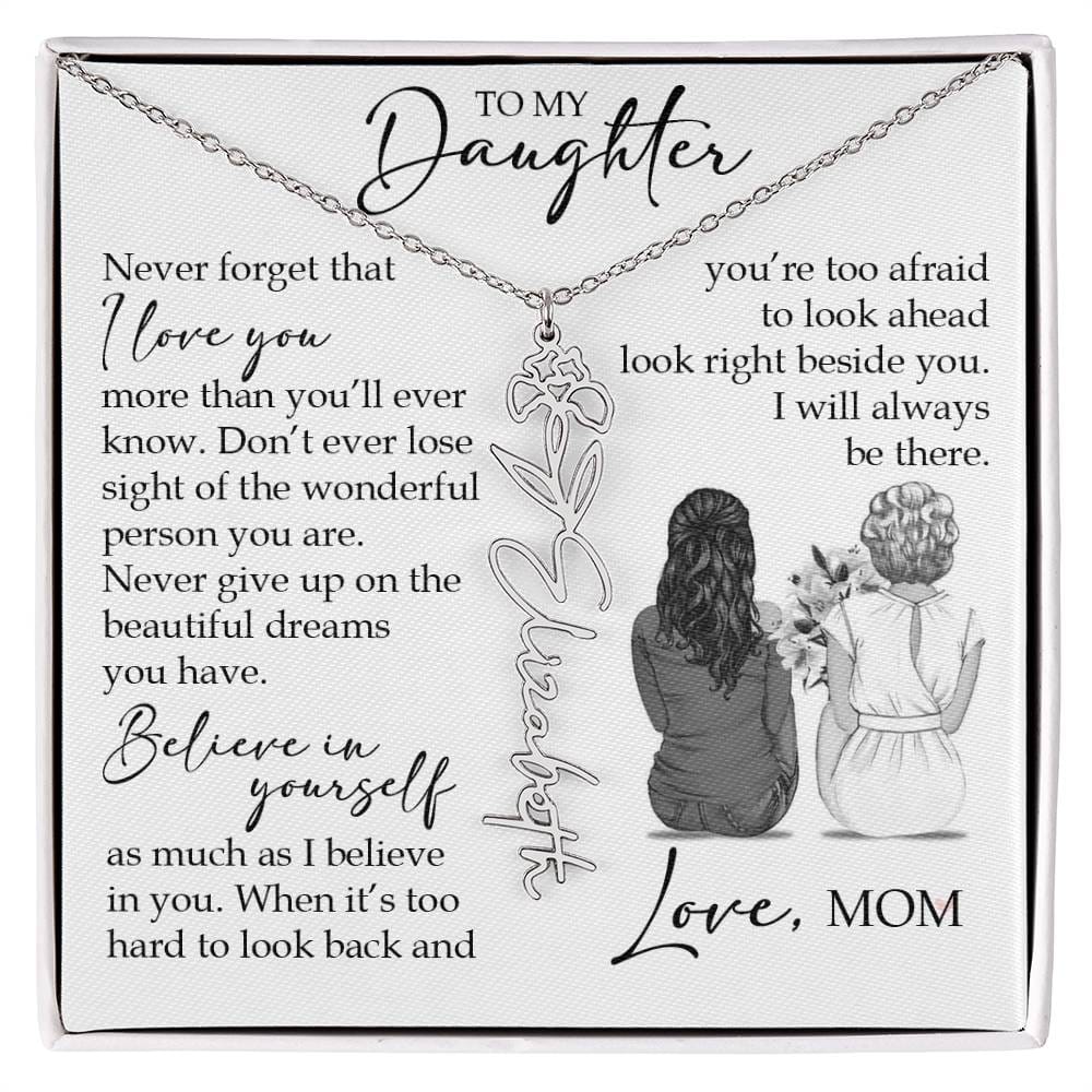 To My Daughter, Birth Flower Name Necklace