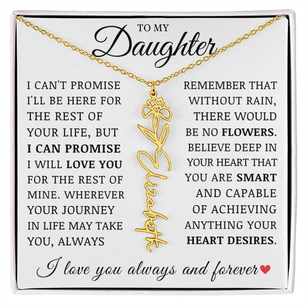 To My Daughter, Customized Name Necklace with Birth Flower, Birthday Christmas Graduation Gift for Her