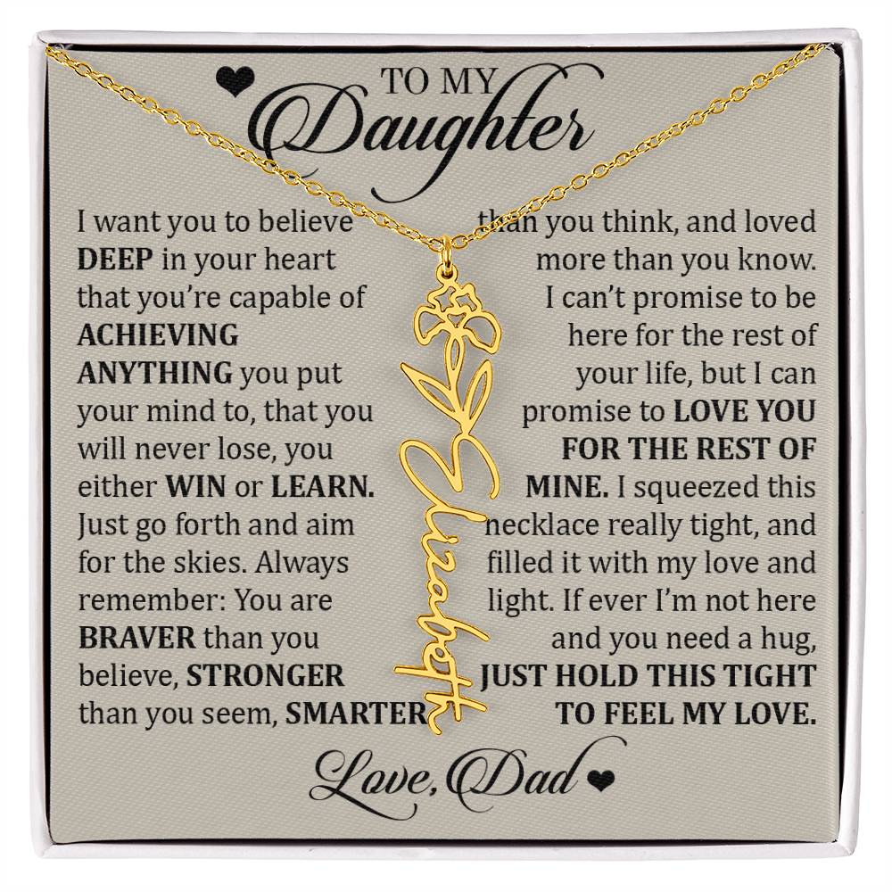 To My Granddaughter, Name Flower Necklace