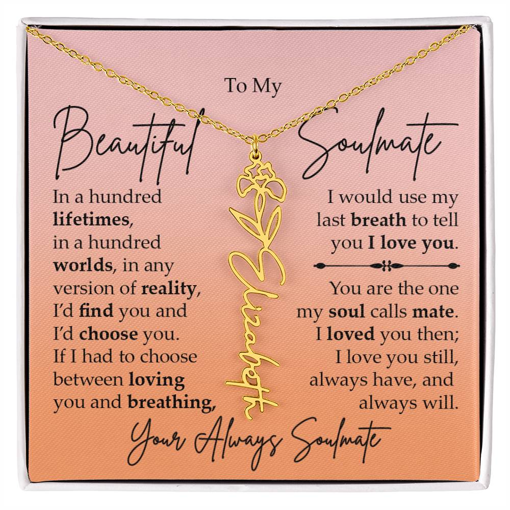 To My Beautiful Soulmate, Name Flower Necklace