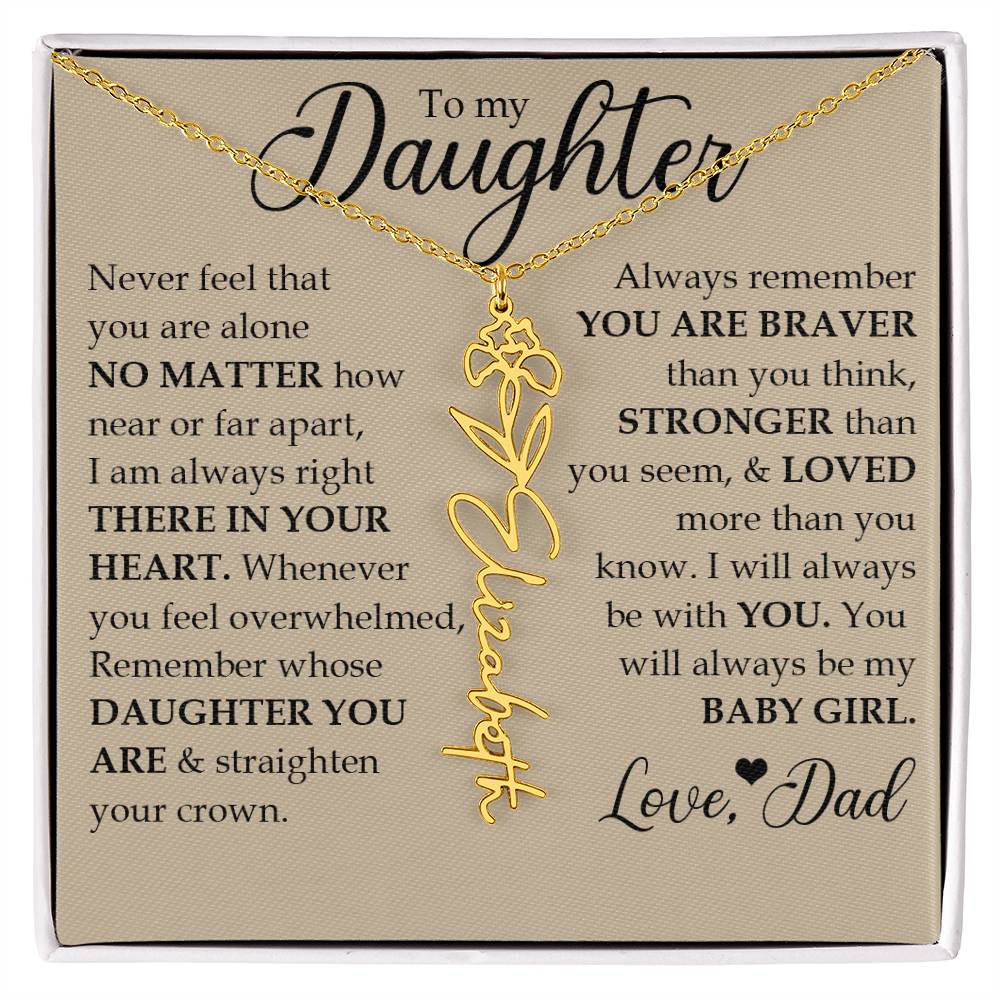 To My Daughter, Name Flower Necklace