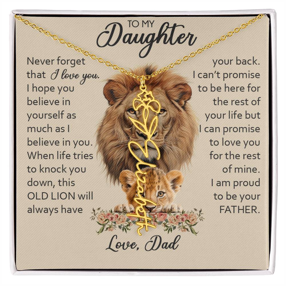 To My Daughter, Birth Flower Name Necklace