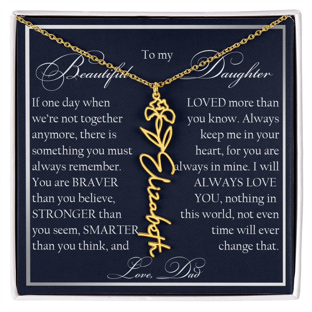To My Beautiful Daughter, Name Flower Necklace