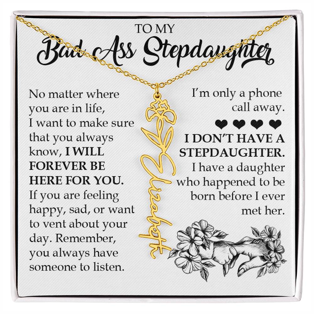 Personalized Daughter Keepsake Gift, Name Flower Necklace