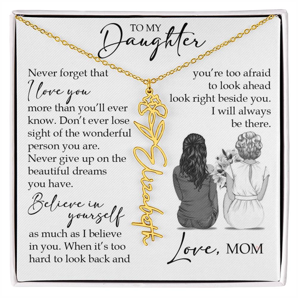 To My Daughter, Birth Flower Name Necklace