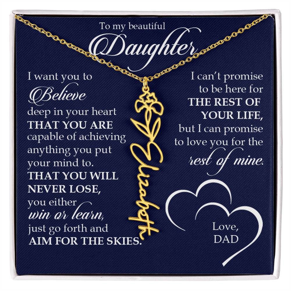 To My Beautiful Daughter, Name Flower Necklace