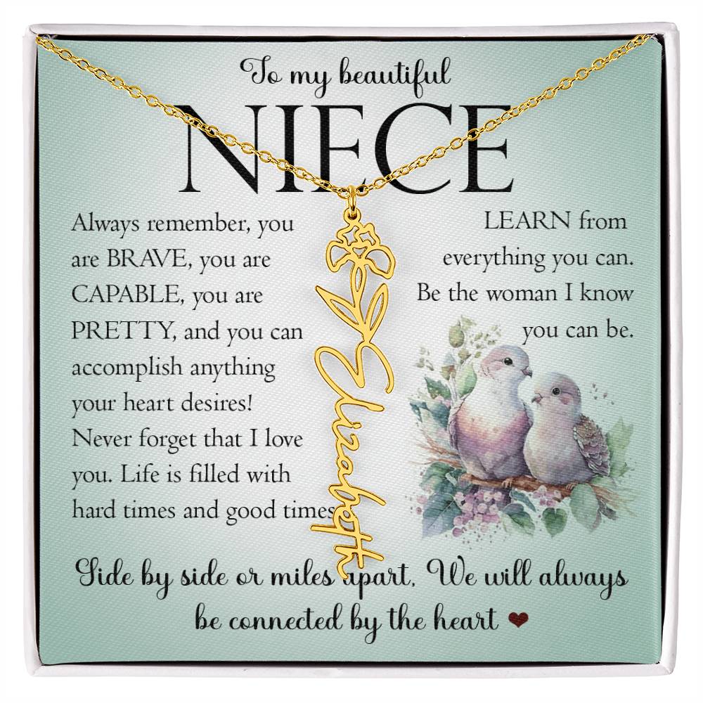 Niece Gift, Name Flower Necklace