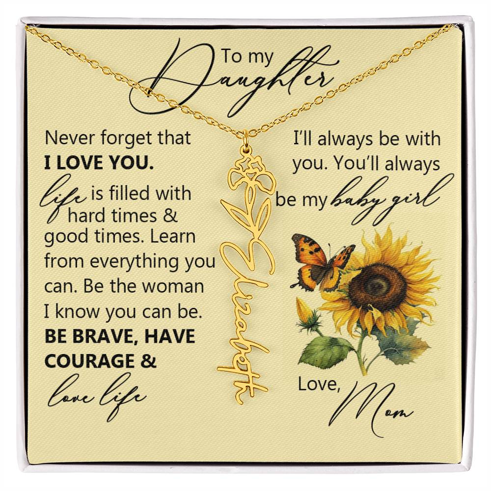 To My Daughter, Name Flower Necklace