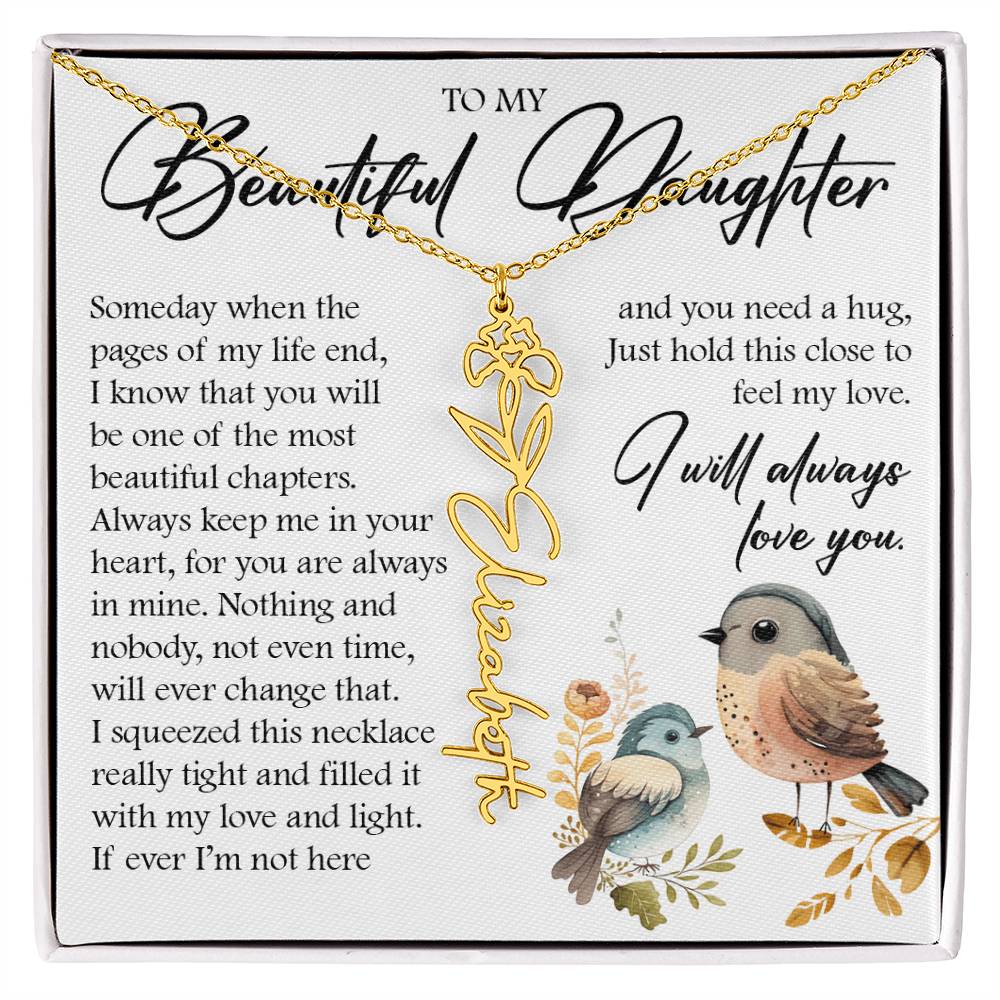 Custom Name Flower Necklace, Daughter Gift