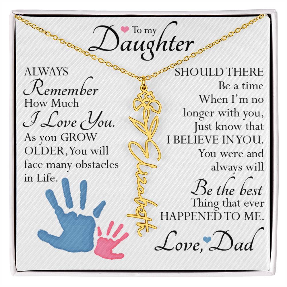 To My Daughter, Name Flower Necklace