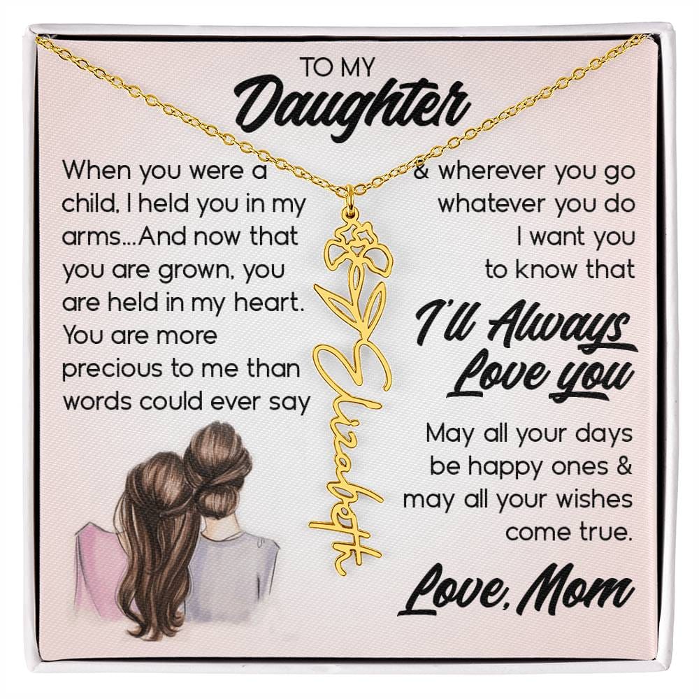 To My Daughter, Name Flower Necklace