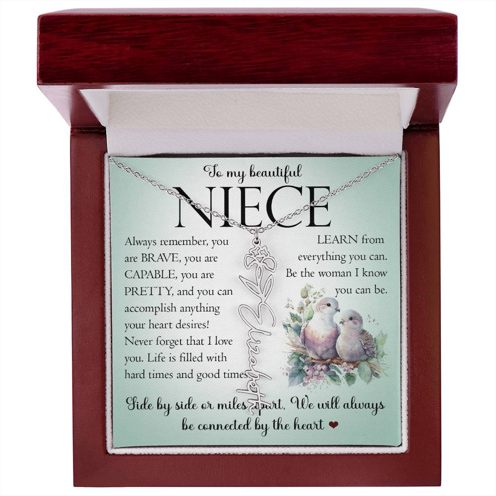 Niece Gift, Name Flower Necklace