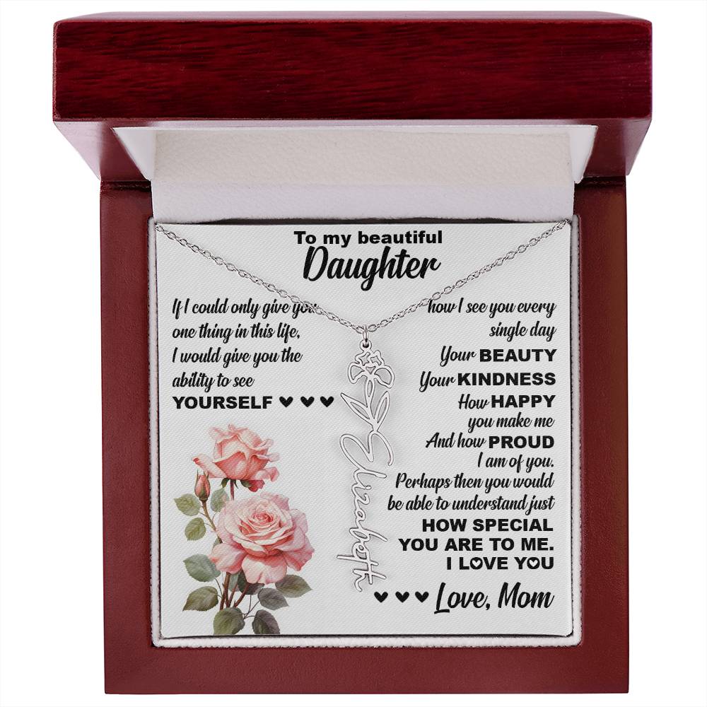 To My Beautiful Daughter, Birth Flower Name Necklace
