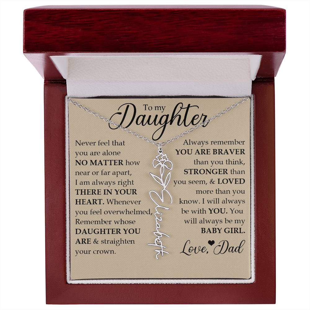 To My Daughter, Name Flower Necklace