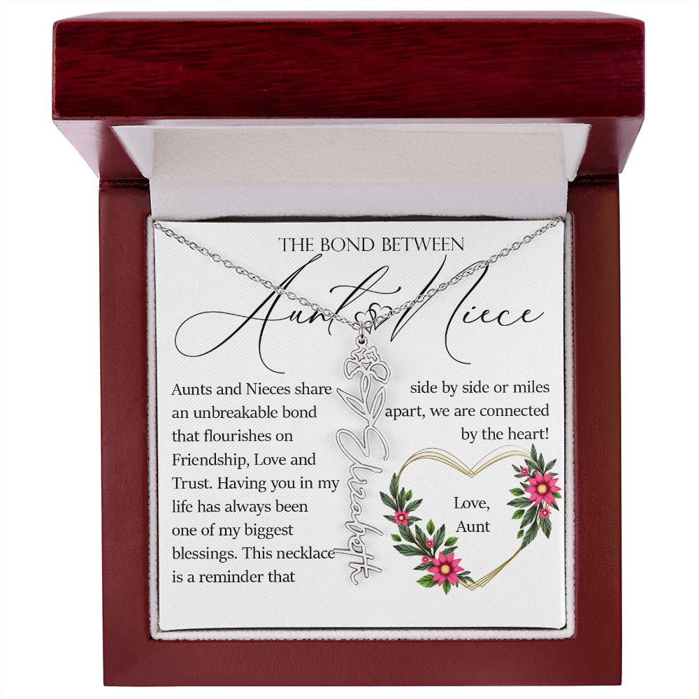 Aunt and Niece Gift, Name Flower Necklace