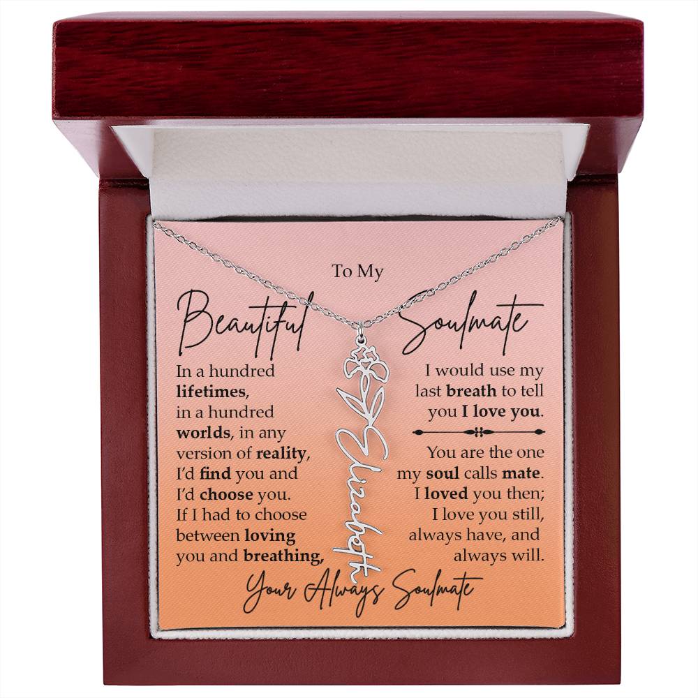 To My Beautiful Soulmate, Name Flower Necklace