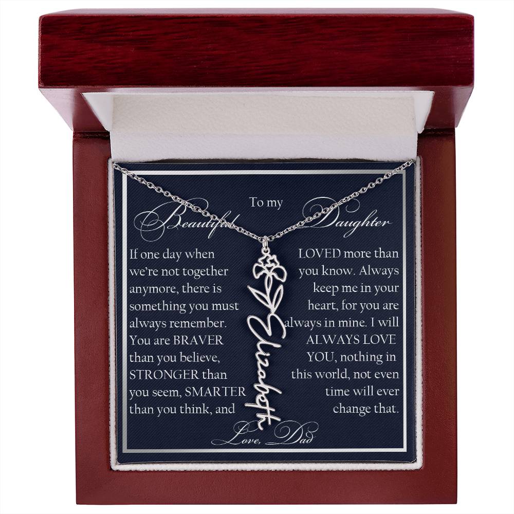 To My Beautiful Daughter, Name Flower Necklace