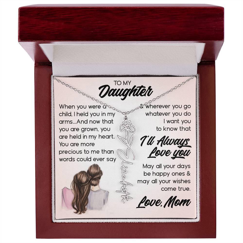 To My Daughter, Name Flower Necklace