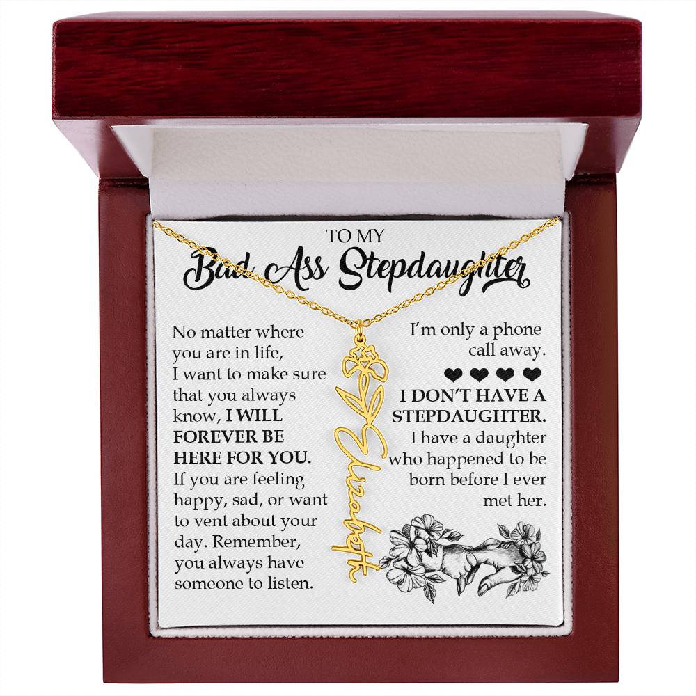 Personalized Daughter Keepsake Gift, Name Flower Necklace