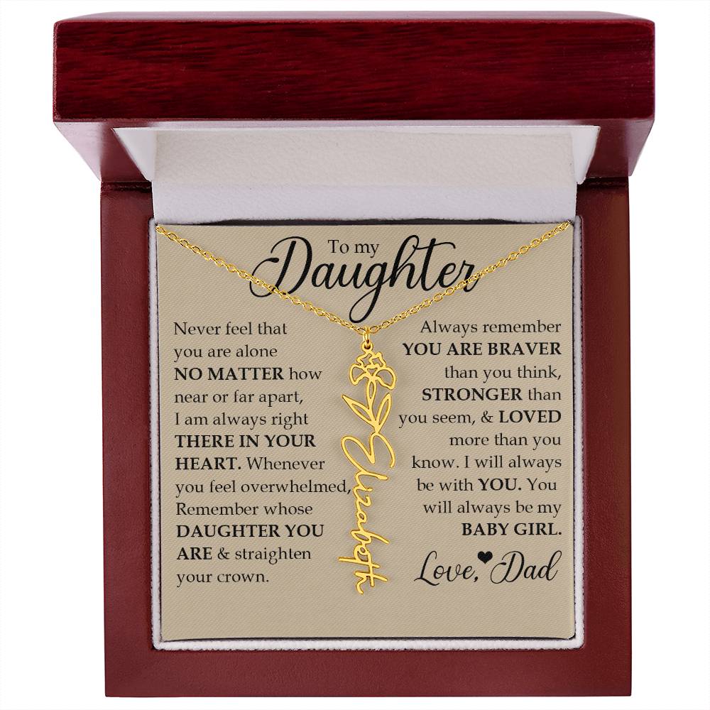 To My Daughter, Name Flower Necklace