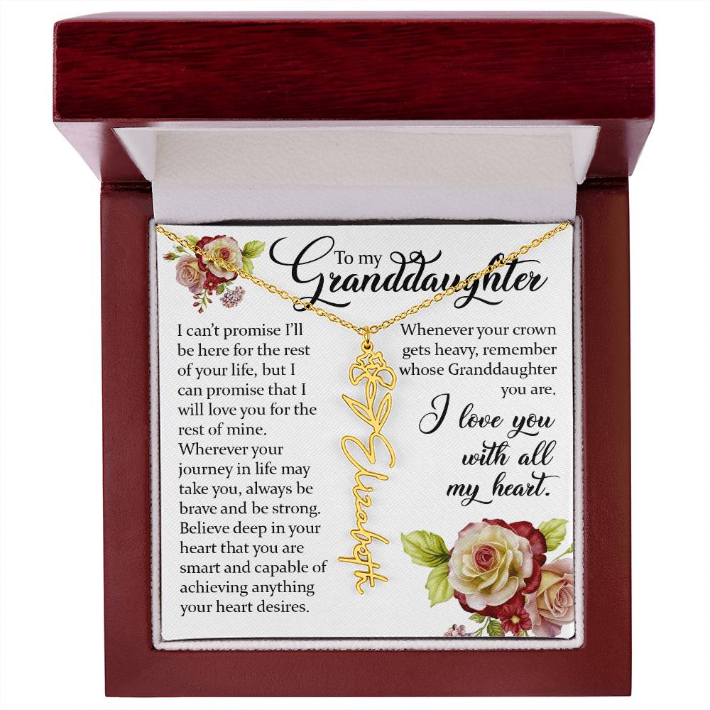 To My Granddaughter, Name Flower Necklace