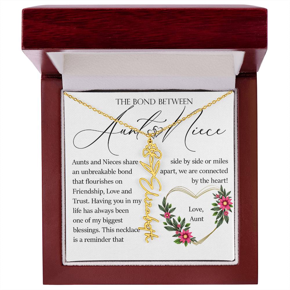 Aunt and Niece Gift, Name Flower Necklace