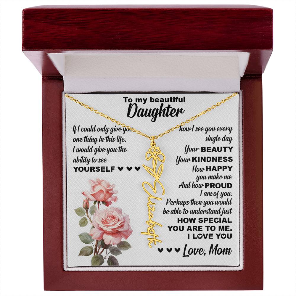 To My Beautiful Daughter, Birth Flower Name Necklace