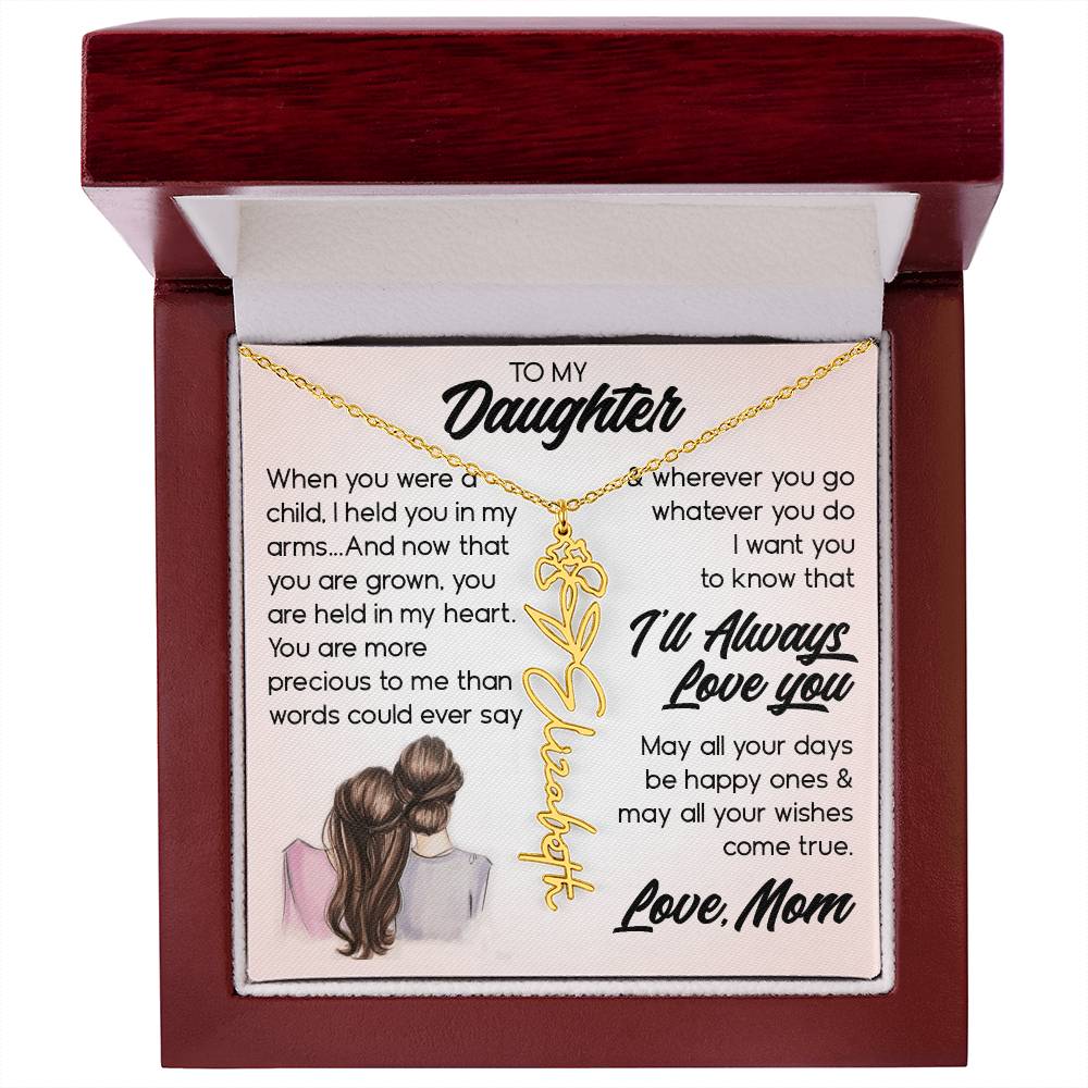 To My Daughter, Name Flower Necklace