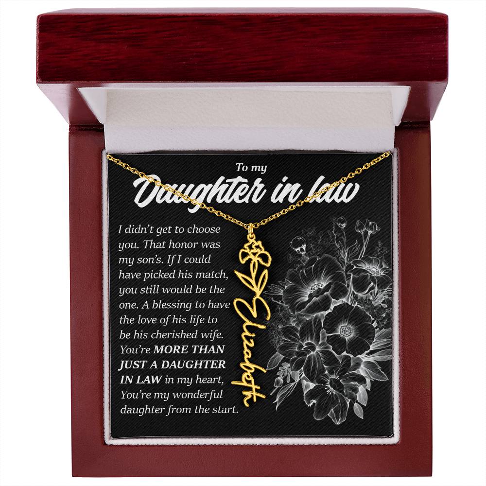 Daughter In Law Gift, Custom Birth Month Flower Name Necklace