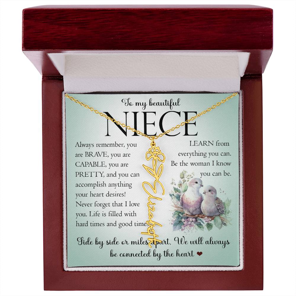 Niece Gift, Name Flower Necklace