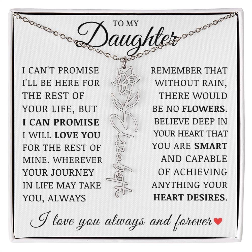 To My Daughter, Customized Name Necklace with Birth Flower, Birthday Christmas Graduation Gift for Her