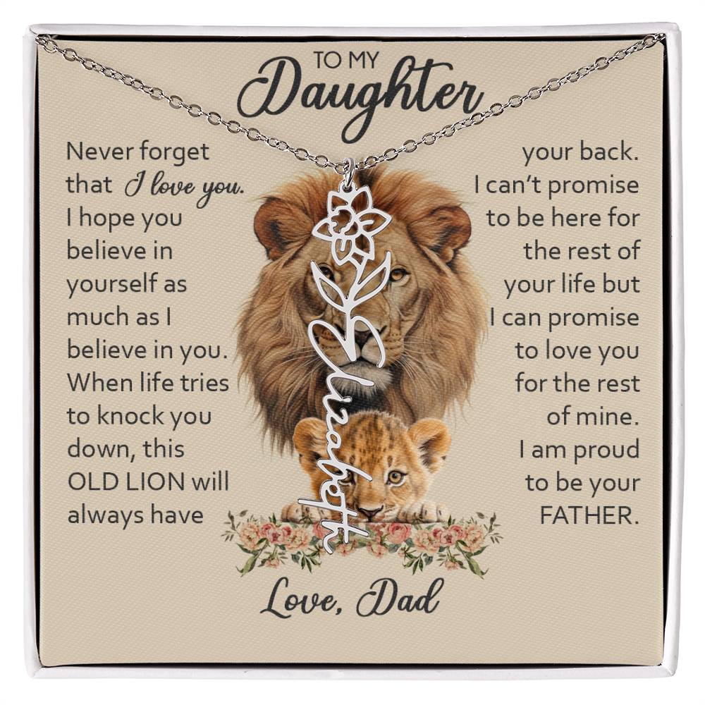 To My Daughter, Birth Flower Name Necklace